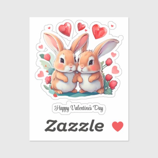 2羽の水おもしろい色のウサギ シール (シート)