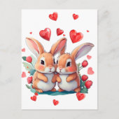 2羽の水おもしろい色のウサギ ポストカード (正面)