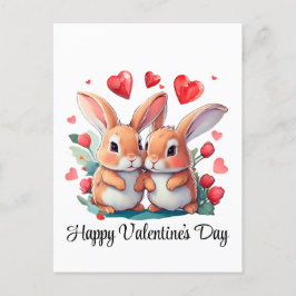2羽の水おもしろい色のウサギ ポストカード