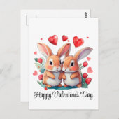 2羽の水おもしろい色のウサギ ポストカード (正面/裏面)