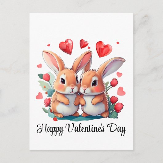 2羽の水おもしろい色のウサギ ポストカード (正面)