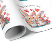 2羽の水おもしろい色のウサギ ラッピングペーパー (ロールコーナー)