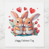 2羽の水おもしろい色のウサギ ワインラベル (シングルラベル)