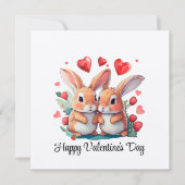 2羽の水おもしろい色のウサギ 招待状 (正面)