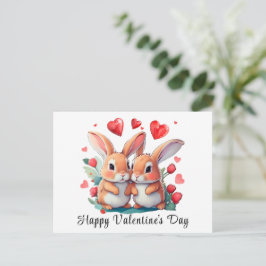 2羽の水おもしろい色のウサギ 案内ポストカード