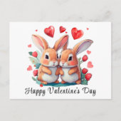 2羽の水おもしろい色のウサギ 案内ポストカード (正面)