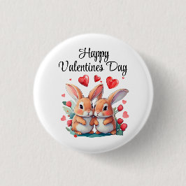 2羽の水おもしろい色のウサギ 缶バッジ