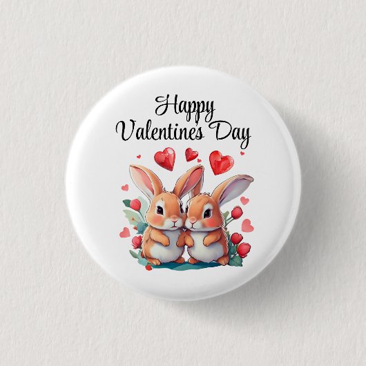 2羽の水おもしろい色のウサギ 缶バッジ (正面)