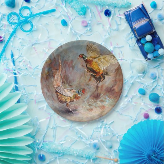 2羽の男性のリング首のキジの戦い ペーパープレート (パーティー)