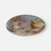 2羽の男性のリング首のキジの戦い ペーパープレート (アングル)