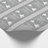 2羽の白い鳩の灰色の結婚祝いの包装紙 ラッピングペーパー (角)