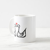 2羽の白鳥およびハートのマグ コーヒーマグカップ (正面左)