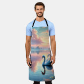 2羽の白鳥が穏やかな湖をすべっていた エプロン (着用した状態)