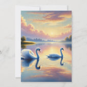 2羽の白鳥が穏やかな湖をすべっていた サンキューカード (裏面)