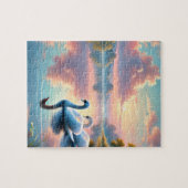 2羽の白鳥が穏やかな湖をすべっていた ジグソーパズル (横)