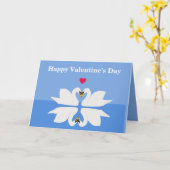 2羽の白鳥のハートクラシックポーズ カード (黄色い花)