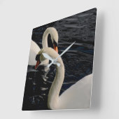 2羽の白鳥の湖 スクエア壁時計 (傾斜)