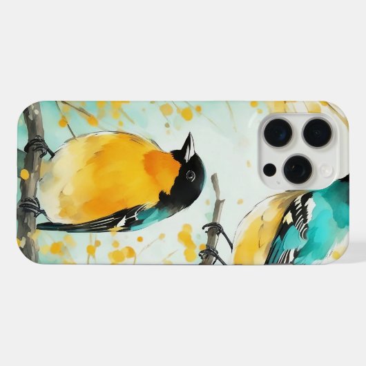 2羽の鳥が木の枝に座る iPhoneケース (裏面横)