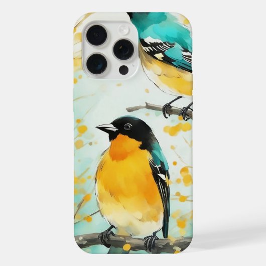 2羽の鳥が木の枝に座る iPhoneケース (裏面)