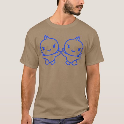 2羽の鳥が邪悪な少年たちに中指を立てる Tシャツ (正面)