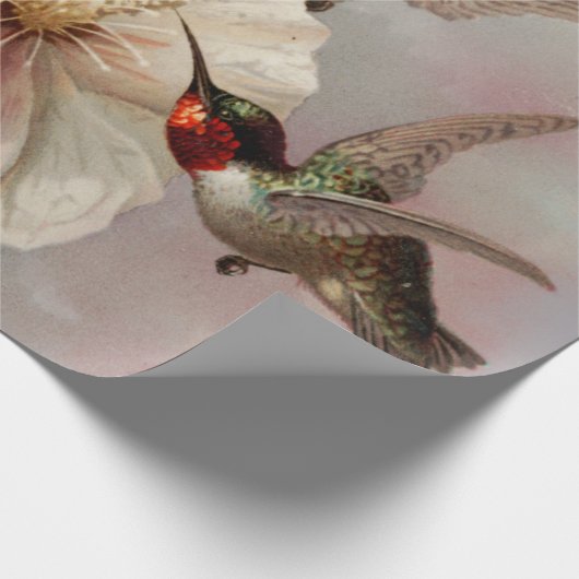 2羽の鳥とバタフライシャビーシックなデコップページ ラッピングペーパー (角)