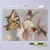 2羽の鳥とバタフライシャビーシックなデコップページ 薄葉紙 (クラフト)