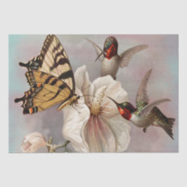 2羽の鳥とバタフライシャビーシックなデコップページ 薄葉紙