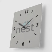 2羽の鳥と我々の巣の灰色のタイポグラフィ スクエア壁時計 (傾斜)