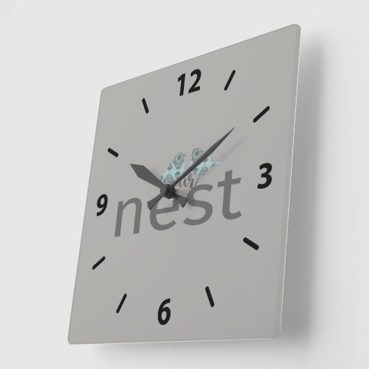 2羽の鳥と我々の巣の灰色のタイポグラフィ スクエア壁時計 (傾斜)
