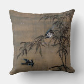 2羽の鳥のヴィンテージの東洋の日本のな絵画 クッション (裏面)