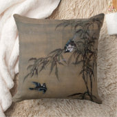 2羽の鳥のヴィンテージの東洋の日本のな絵画 クッション (ブランケット)