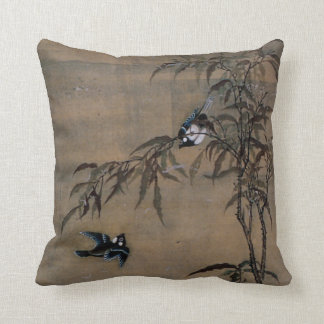 2羽の鳥のヴィンテージの東洋の日本のな絵画 クッション