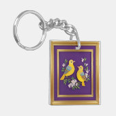 2羽の鳥の華美金ゴールド枠 キーホルダー (正面左)