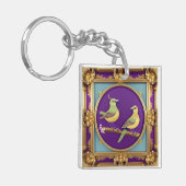 2羽の鳥の華美金ゴールド枠 キーホルダー (正面左)