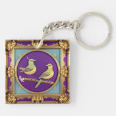 2羽の鳥の華美金ゴールド枠 キーホルダー (裏面)