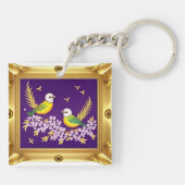 2羽の鳥の華美金ゴールド枠 キーホルダー (裏面)
