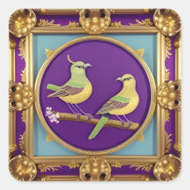 2羽の鳥の華美金ゴールド枠 スクエアシール