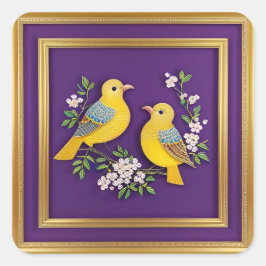 2羽の鳥の華美金ゴールド枠 スクエアシール