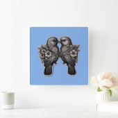 2羽の鳥 スクエア壁時計 (ホーム)