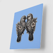 2羽の鳥 スクエア壁時計 (傾斜)