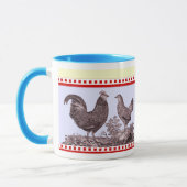 2羽の鶏の台所クラシックな旧式のマグ マグカップ (左)