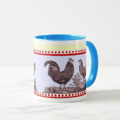 2羽の鶏の台所クラシックな旧式のマグ マグカップ (正面右)