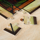 2羽カラフルの鳥を描いたステンドグラス ジグソーパズル (側面)