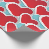 2脂肪赤いハート繰り返しパターンかわいい ラッピングペーパー (角)