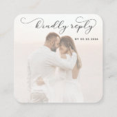 2色あせ写真QRコードウェブサイトオンライン結婚式RSVP エンクロージャーカード (裏面)