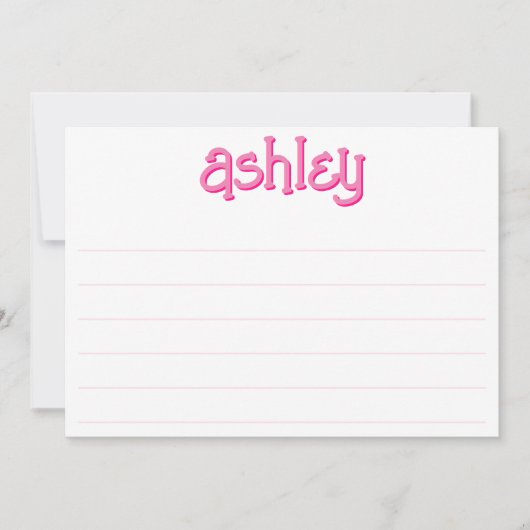 2色お洒落名はっきりした編集可能ピンク線 ノートカード (正面)