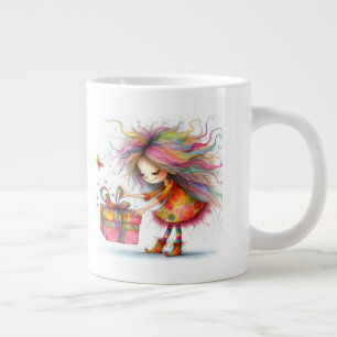 * 2色のカラフルでホイッシカルなクリスマスの女の子のギフト AP97 ジャンボコーヒーマグカップ
