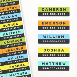 2色の名前と電話番号防水ラベル ラベル