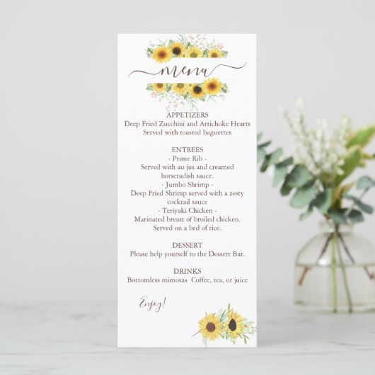 2色ひまわり結婚のメニュー メニュー (スタンド正面)