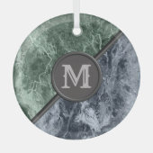 2色大理石モノグラム – カラーを選択 ガラスオーナメント (正面)